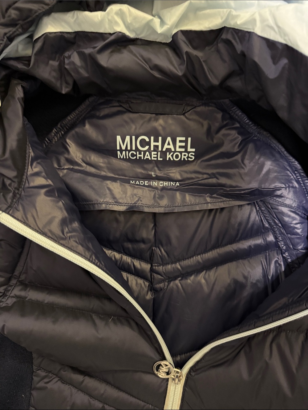 Michael Kors Navy Hybrid Quilted Hooded Jacket - Picture 3 of 3